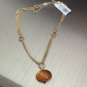 Liz Claiborne Gold Necklace with Amber Stone
